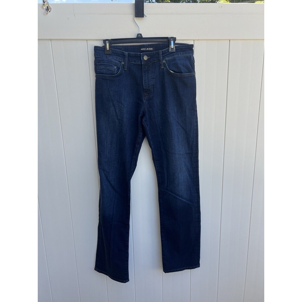 Mavi Jeans Myles Straight Leg 34 X 32 Blue Washed Denim Mens Pants